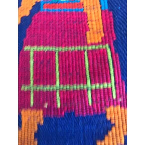 Vtg 1971 Hand Woven Guatemala Textile Art Hung On Sugar Cane 3 Women Multi Color - Picture 10 of 10